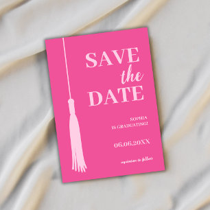 Save The Date Élégant Rose Gras Tassel de Remise des Diplômes