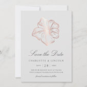 Save The Date Élégant Rose Hibiscus Mariage à fleurs (Devant)