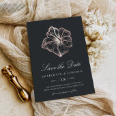Save The Date Élégant Rose  Hibiscus Mariage à fleurs