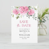 Save The Date Élégant rose Hydrangea Floral Mariage Photo (Debout devant)