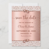Save The Date Élégant Rose Mariage or (Devant)