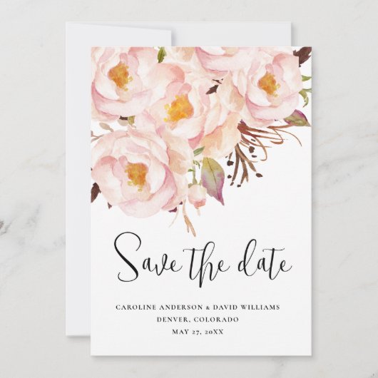 Save The Date Élégant rose Mariage photo (Devant)