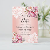 Save The Date Elégant Rose or aquarelle Mariage floral (Debout devant)