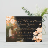 Save The Date Élégant Rose or Mariage noir (Debout devant)