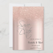 Save The Date Élégant Rose Parties scintillant Or Bokeh Enregist (Devant)