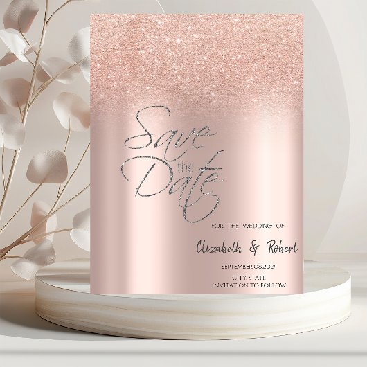 Save The Date Élégant Rose Parties scintillant Or Bokeh Enregist