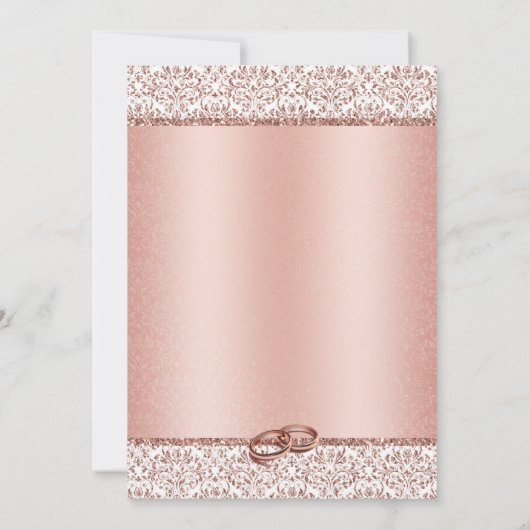 Save The Date Élégant Rose photo Mariage or (Dos)