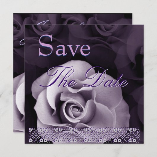 Save The Date Élégant Rose PURPLE Mariage Date de sauvegarde Inv (Devant / Derrière)