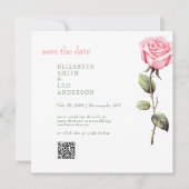 Save The Date Élégant rose rose QR Code Enregistrer la date (Devant)