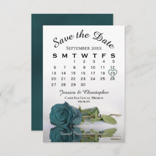 Save The Date Élégant Rose Turquoise Romantique Calendrier Maria