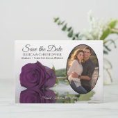 Save The Date Élégant Rose violet de prune avec Mariage photo ov (Debout devant)