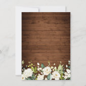 Save The Date Elégant Roses Blanches Dentelle Mariage en bois ru (Dos)