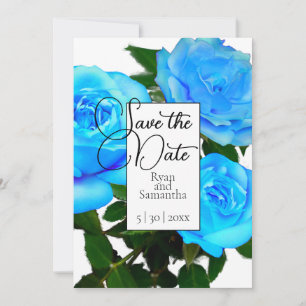 Save The Date Élégant roses Bleus roses turquoises