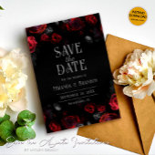 Save The Date Élégant Roses Rouges Noires Floral Enregistrer La 