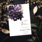Save The Date Élégant Roses Violet foncé Enregistrer La Date