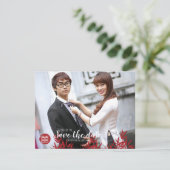 Save The Date Elégant rouge bambou et double bonheur chinois (Debout devant)