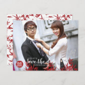 Save The Date Elégant rouge bambou et double bonheur chinois (Devant / Derrière)