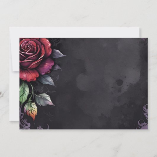 Save The Date Élégant rouge et noir Rose Mariage gothique (Dos)