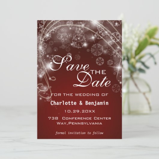 Save The Date Élégant Rouge Noël hiver Enregistrer la date (Debout devant)