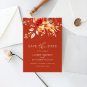 Save The Date Elégant rouille Orange Boho Aquarelle Mariage Flor