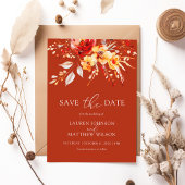 Save The Date Elégant rouille Orange Boho Aquarelle Mariage Flor