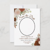 Save The Date Elégant rouille Orange Floral Boho Mariage Photo (Devant)