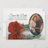 Save The Date Elégant rouille Rose orange et Mariage photo ovale (Devant)