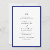 Save The Date Elégant Royal Blue Monogram Mariage moderne (Devant)