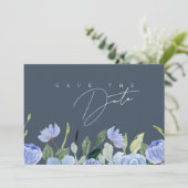 Save The Date Élégant Royal Blue Opulence Fleur sauvage Mariage (Debout devant)