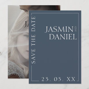 Save The Date Élégant Royal Blue Opulence Minimal Mariage photo