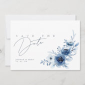 Save The Date Elégant Royal Blue Roses Floral Mariage (Devant)