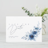 Save The Date Elégant Royal Blue Roses Floral Mariage (Debout devant)