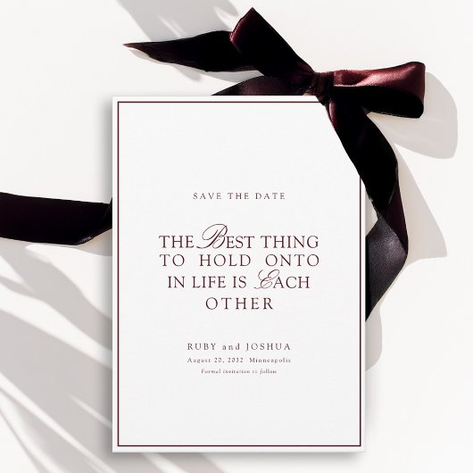 Save The Date Elegant Royal Burgundy & White Wedding