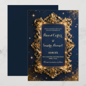 Save The Date Elegant Royal Gold & Navy Blue Modern Wedding  (Devant / Derrière)