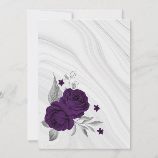 Save The Date élégant royal violet gris argenté feuille (Dos)