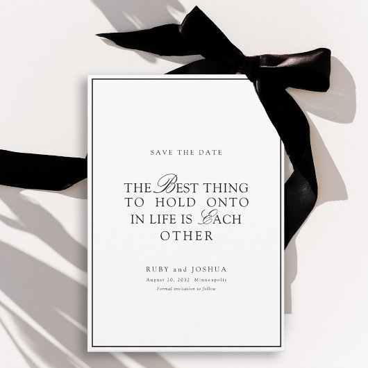 Save The Date Elegant Royal White & Black Wedding