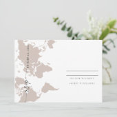 Save The Date Elegant RSVP Card - World Map (Debout devant)