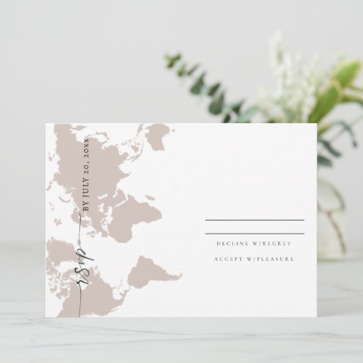Save The Date Elegant RSVP Card - World Map (Debout devant)