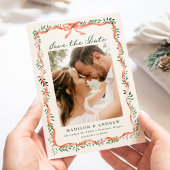 Save The Date Élégant ruban rouge et vert photo de vacances