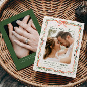 Save The Date Élégant ruban rouge et vert photo de vacances