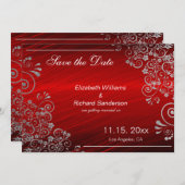 Save The Date Elégant Ruby Red Grey Enregistrer la date Mariage (Devant / Derrière)