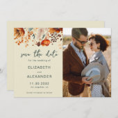 Save The Date Elégant Rustic automne floral mariage photo (Devant / Derrière)