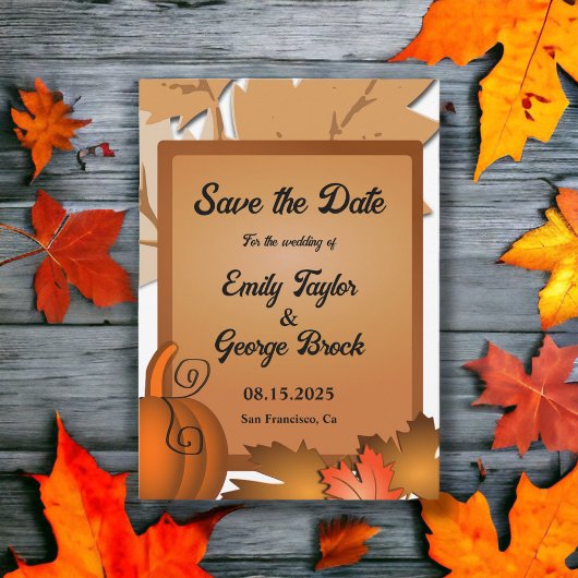 Save The Date Elégant Rustic Fall Feuilles Citrouille Automne Ma