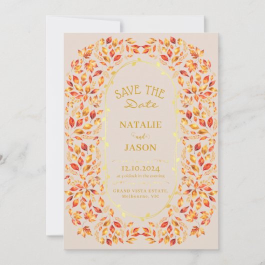 Save The Date Elégant Rustic Fall quitte Boho Mariage (Devant)