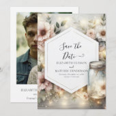 Save The Date Elégant Rustic Mason Jar Mariage (Devant / Derrière)