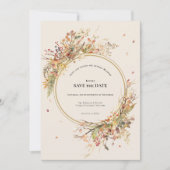 Save The Date Élégant Rustique Automne Beige Mariage Monogramme (Devant)