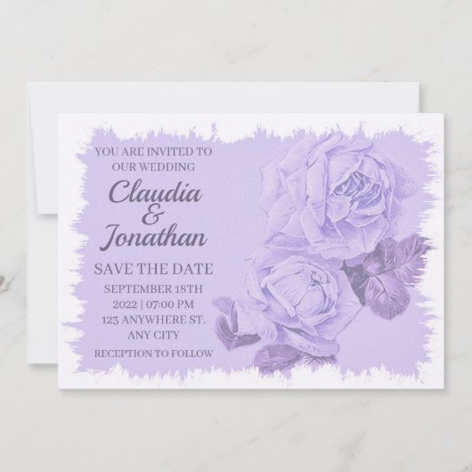 Save The Date Elégant rustique bleu roux rose floral (Devant)
