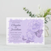 Save The Date Elégant rustique bleu roux rose floral (Debout devant)