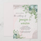 Save The Date Élégant Rustique Eucalyptus Feuille Mariage (Devant / Derrière)