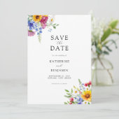 Save The Date Élégant Rustique Mariage Floral Été (Debout devant)